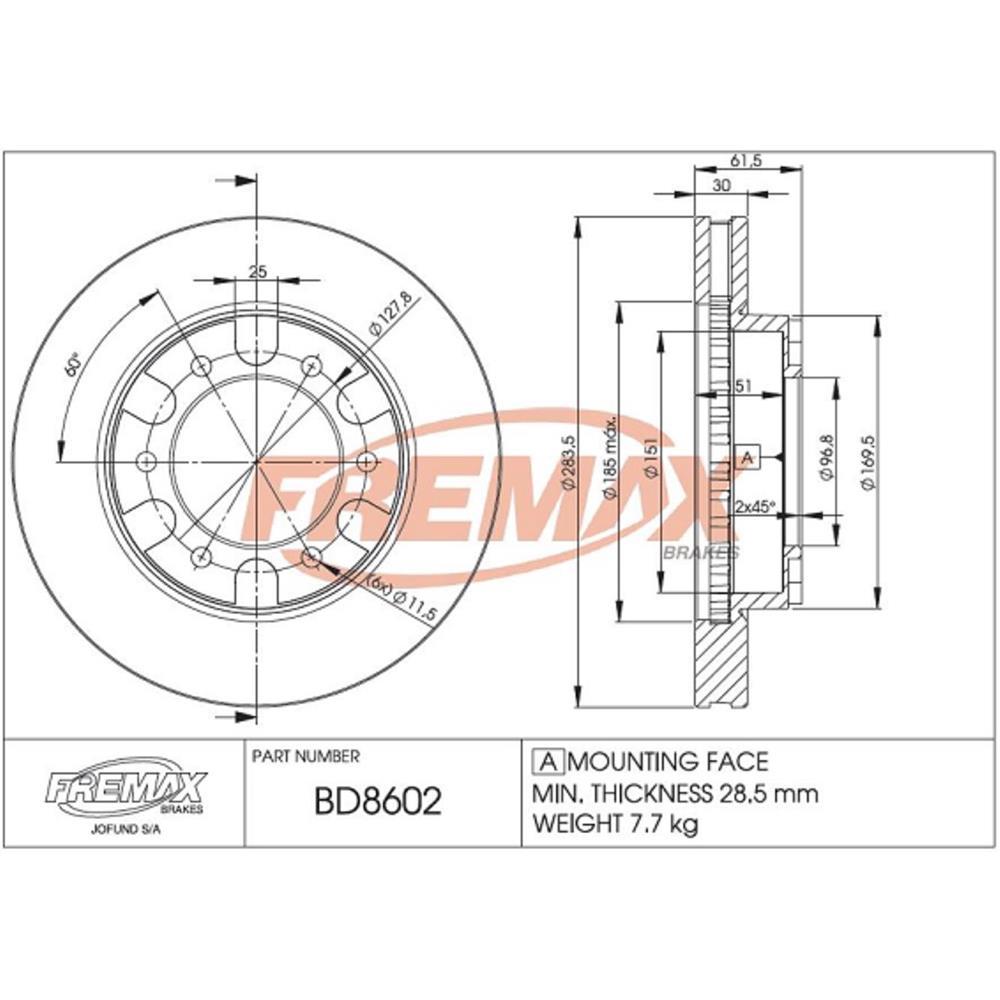 Disco De Freio Diant Bonanza C20 D20 Silverado Fremax Bd8602