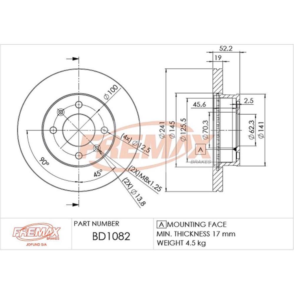 Disco Freio Dianteiro Jac Motors J3 Turin Fremax Bd1082