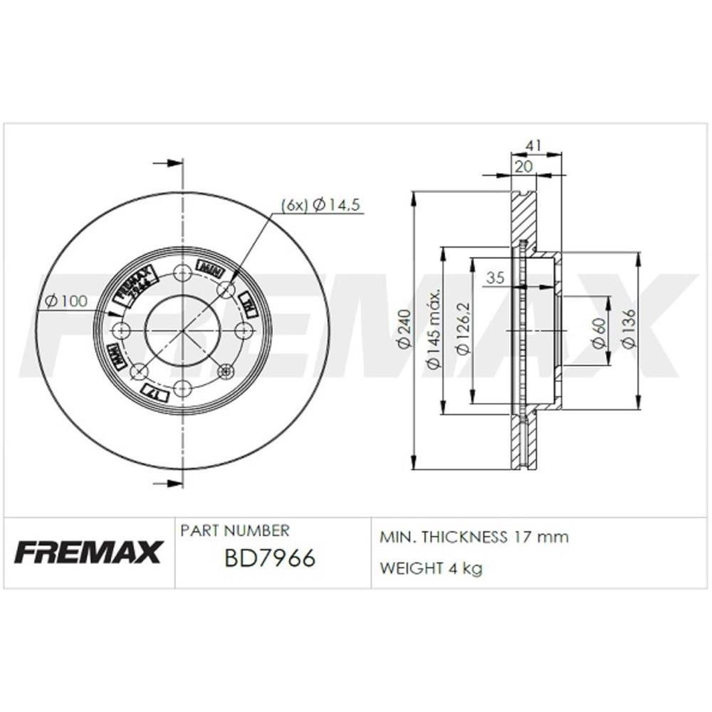 Disco De Freio Dianteiro Corsa Montana Fremax Bd7966