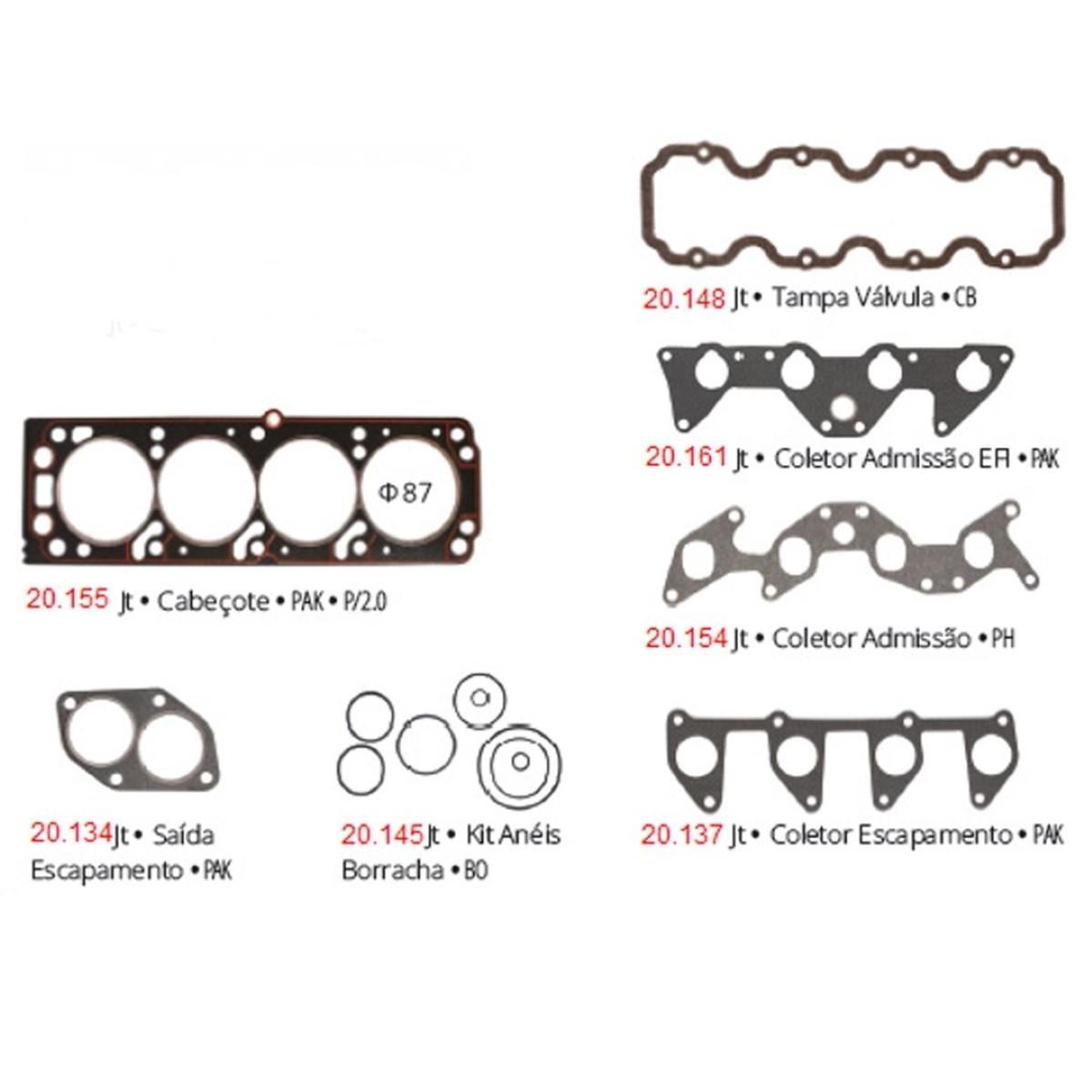 Jogo Juntas Do Cabecote Monza Kadett Ipanema 2.0 8V 1986 A 1997 Pathway 201017