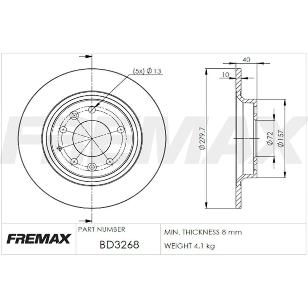 Disco De Freio Tras Ford Fusion Mazda 6 626 Fremax Bd3268