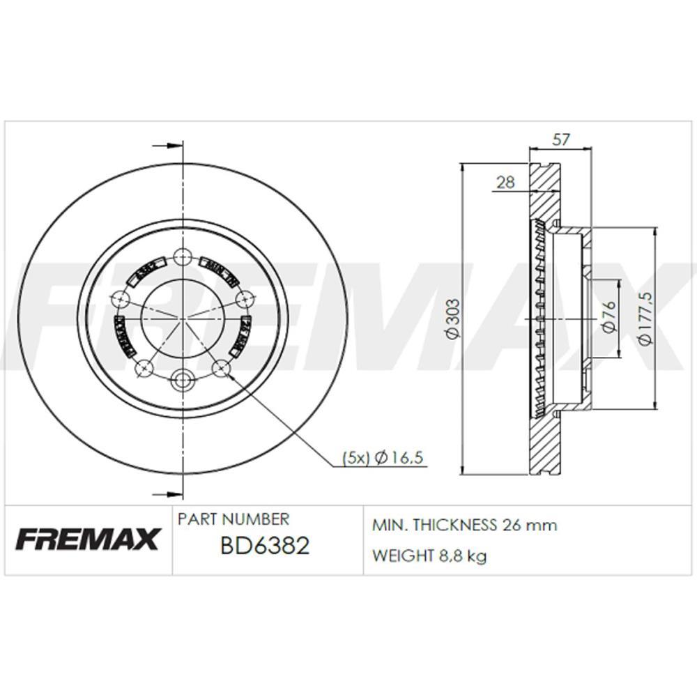 Disco De Freio Dianteiro Amarok 2.0 2010/ Fremax Bd6382 Par