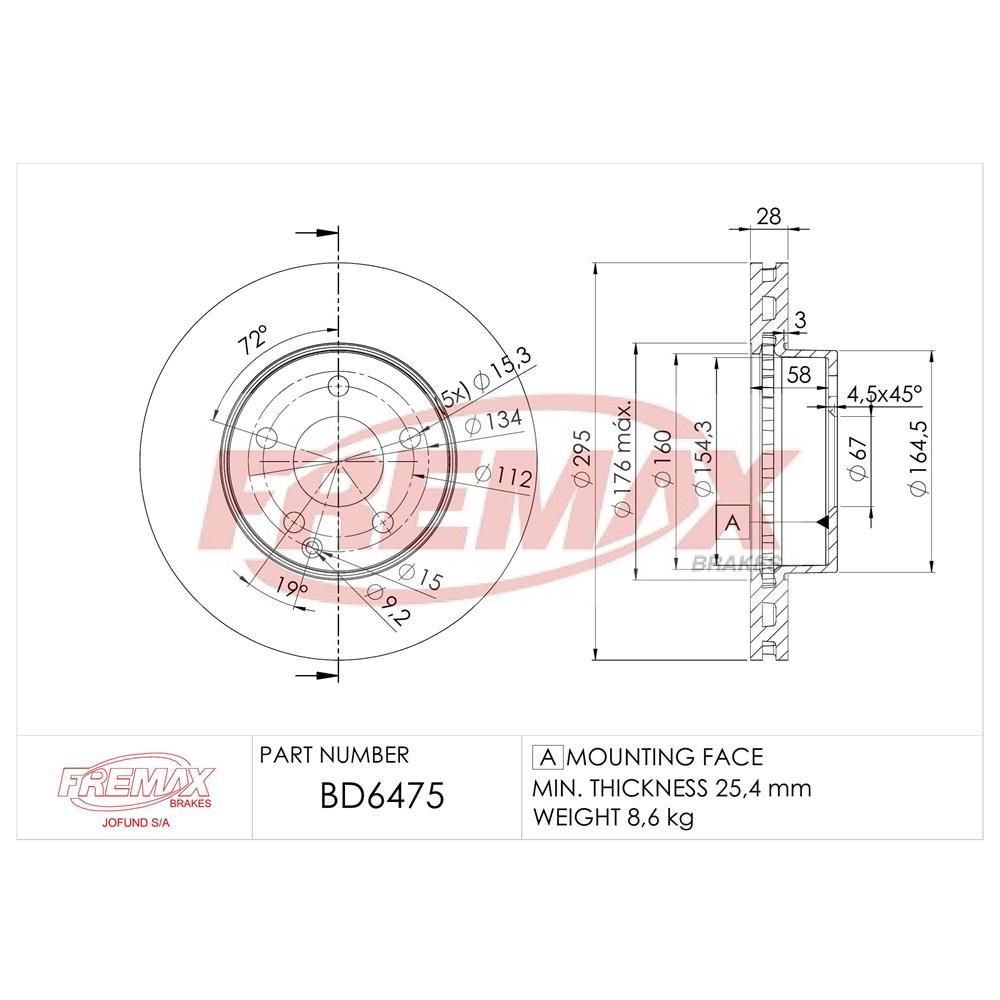 Disco Freio Dianteiro C180 C200 230 C250 C280 C300 Fremax Bd6475