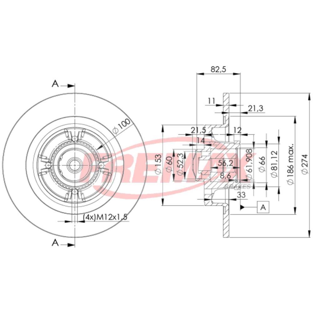 Disco Freio Dianteiro Land Rover Freelander Volvo S60 S80 V60 Xc70 Fremax Bd1181