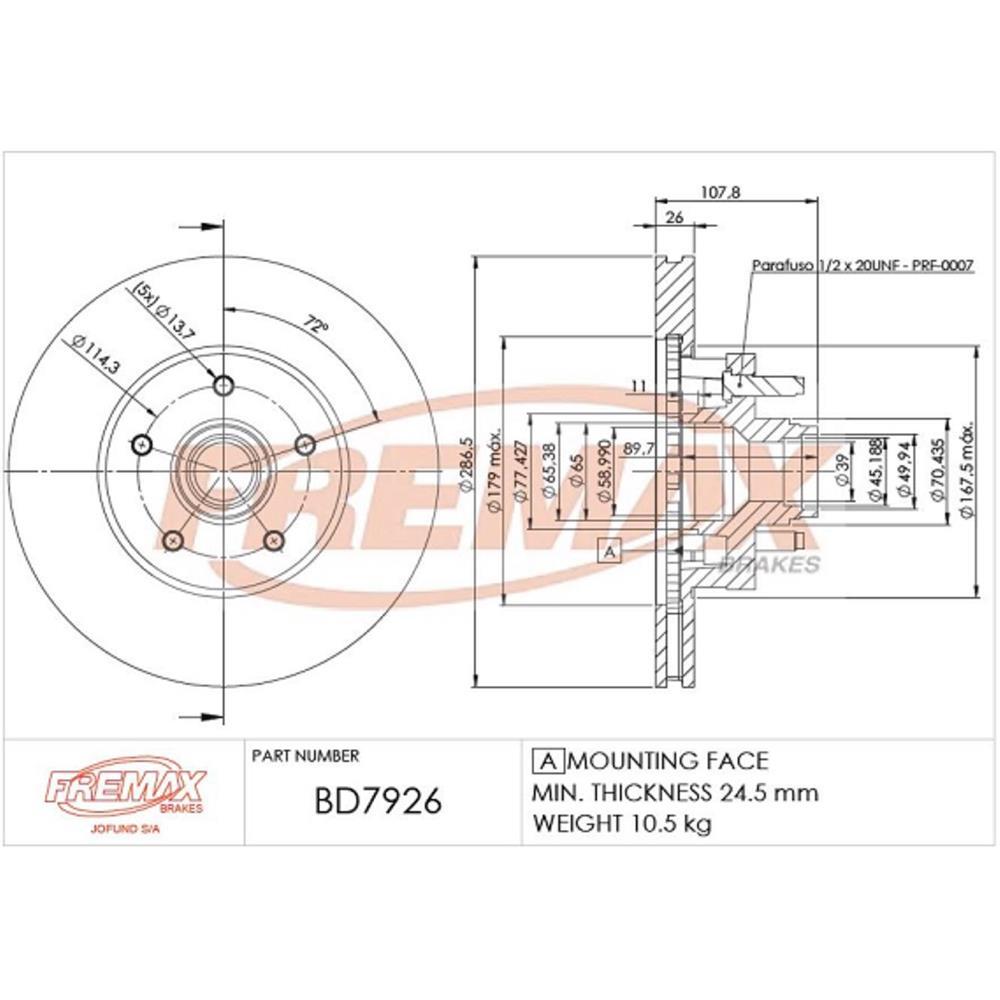 Disco De Freio Dianteiro Ford Ranger 1999/ Fremax Bd7926