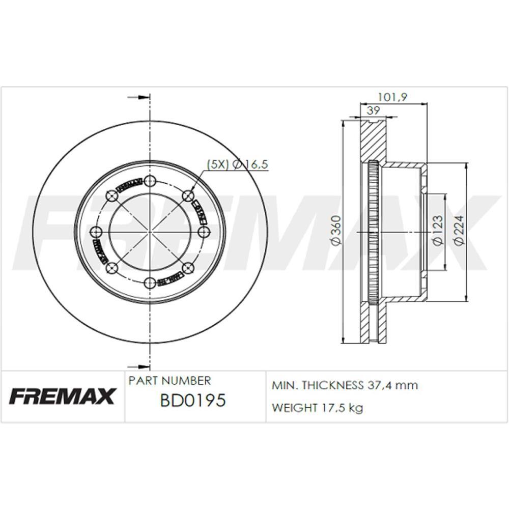 Disco De Freio Dianteiro Dodge Ram 2500 5.9 6.7 Fremax Bd0195