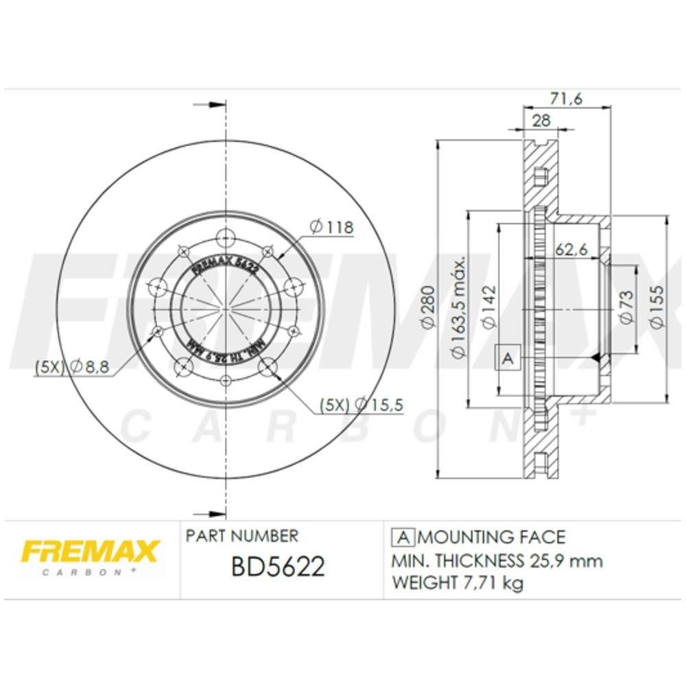 Disco De Freio Dianteiro Ducato Jumper Boxer Fremax Bd5622