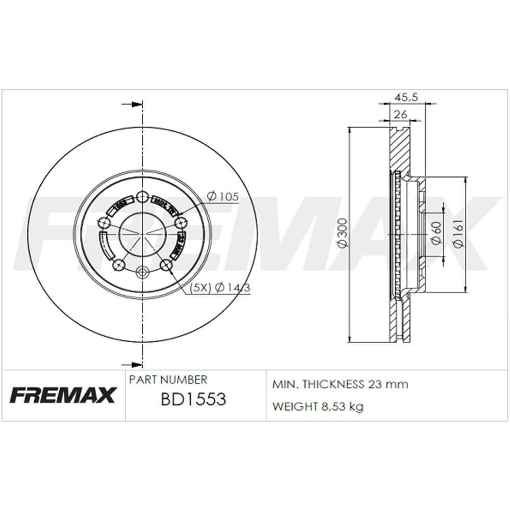 Disco Freio Dianteiro Chevrolet Tracker 1.4 2017/ 1.8 2014/ Fremax Bd1553