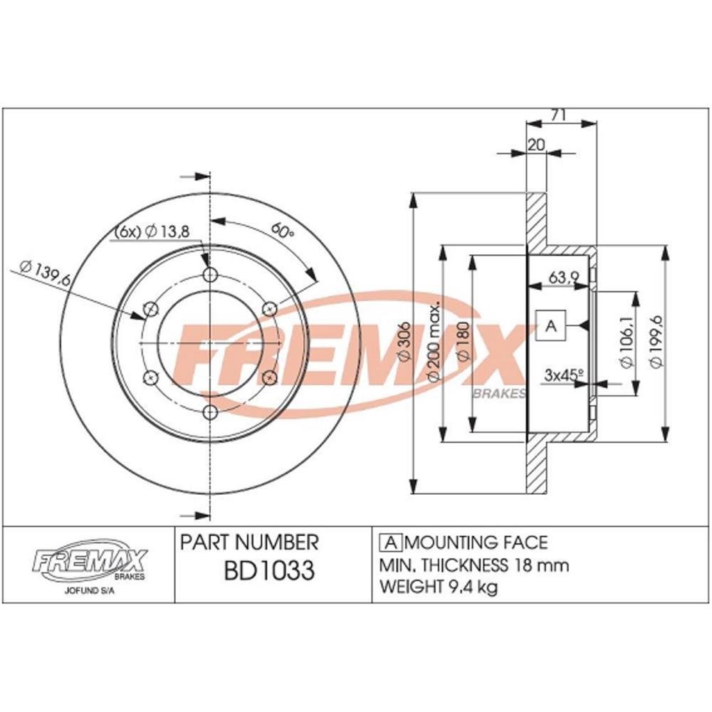 Disco De Freio Par Traseiro Troller T4 2003 Fremax Bd1033