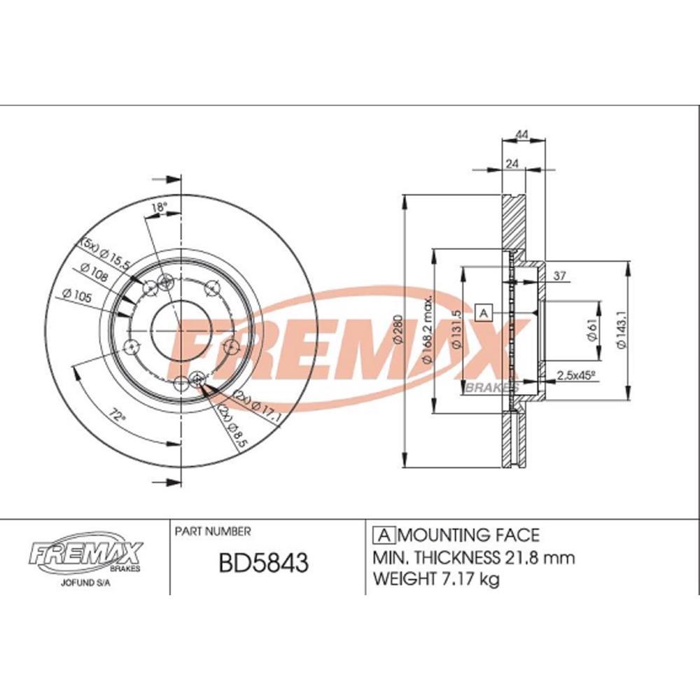 Disco De Freio Dianteiro Renault Laguna Megane Fremax Bd5843