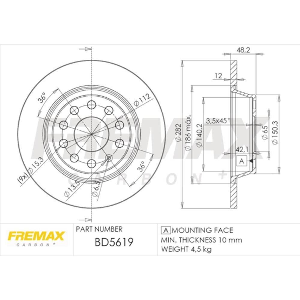 Disco Freio Traseiro Audi A3 Q3 Gm Eos Golf Passat Tiguan Fremax Bd5619