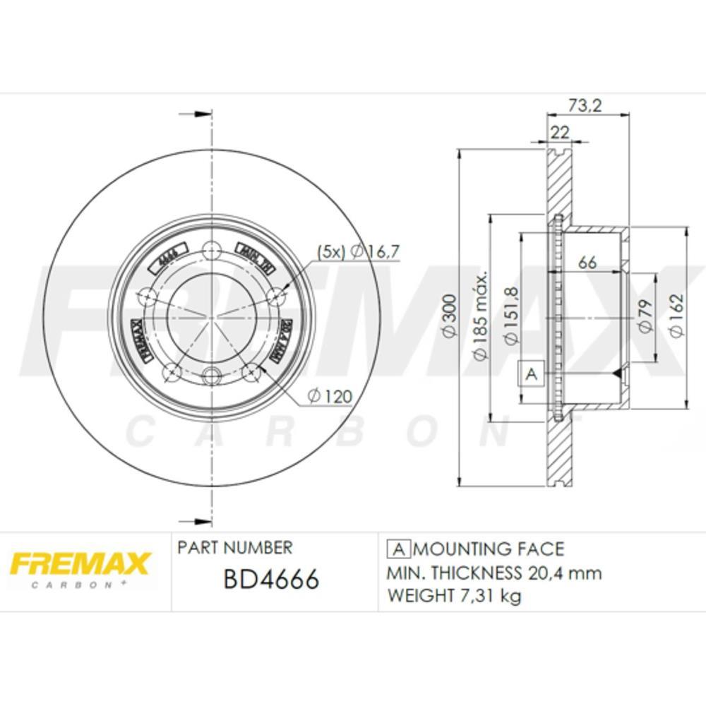 Disco Freio Dianteiro Bmw 118 120 316 320 420 Fremax Bd4666