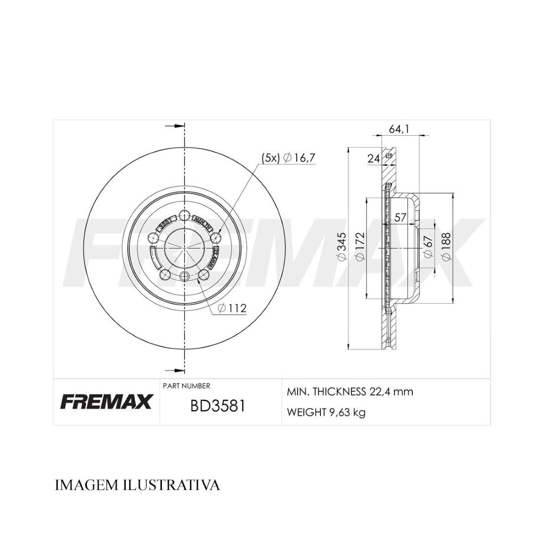 Disco Freio Traseiro Bmw Serie 3 5 7 8 X3 X4 Z4 Fremax Bd3581