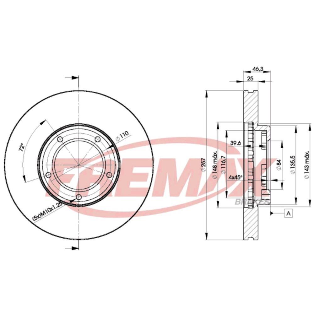 Disco De Freio Diant Jinbei Topic Toyota Hilux Fremax Bd5180