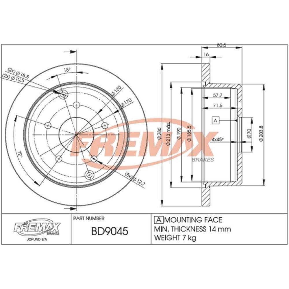 Disco Freio Traseiro Chevrolet Omega 3.6 3.8 Fremax Bd9045