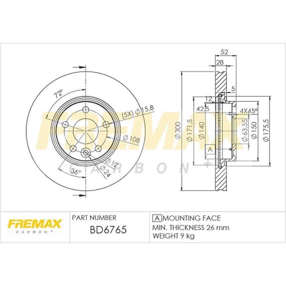 Disco De Freio Diant S80 S60 Xc70 Range Rover Fremax Bd6765