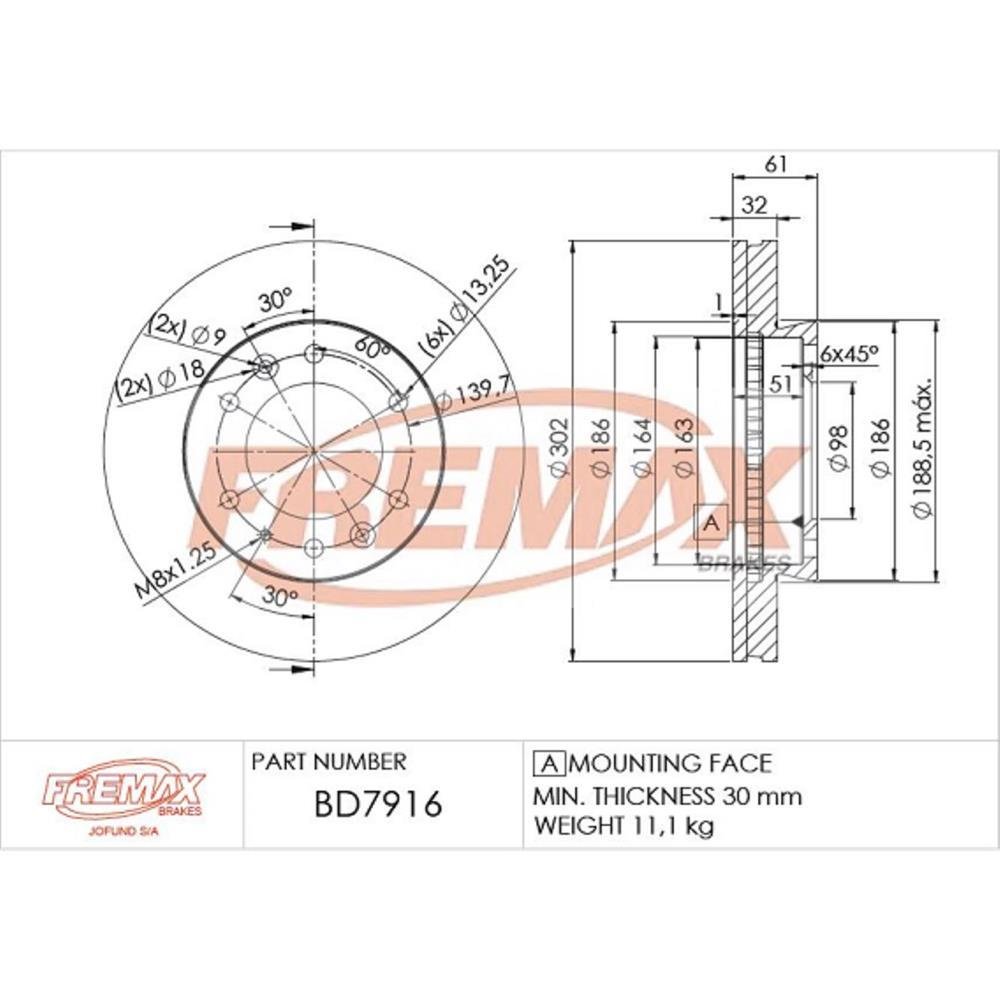 Disco De Freio Dianteiro Ford Ranger 2012/ Fremax Bd7916