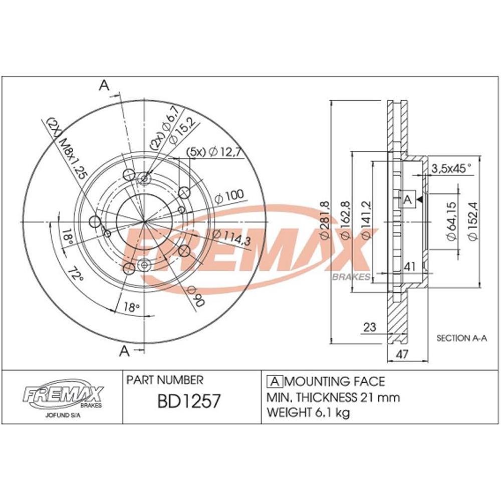 Disco Freio Dianteiro Honda Accord Crv Fremax Bd1257