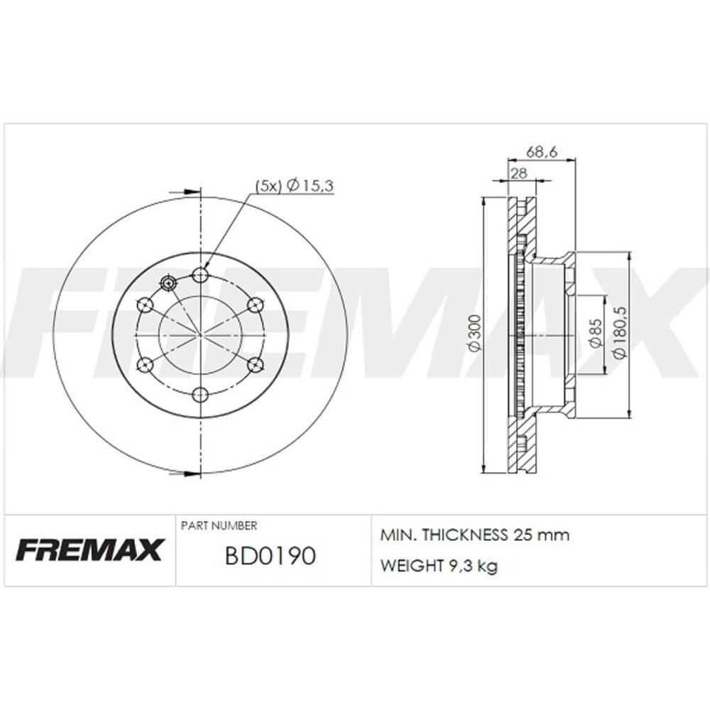 Disco Freio Dianteiro Sprinter 413 2008/2012 415 515 2012/ Fremax Bd0190