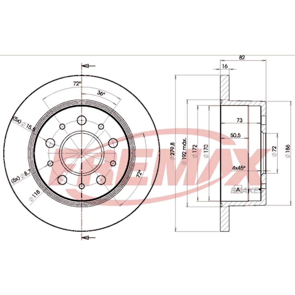 Disco De Freio Traseiro Ducato Jumper Boxer Fremax Bd3806