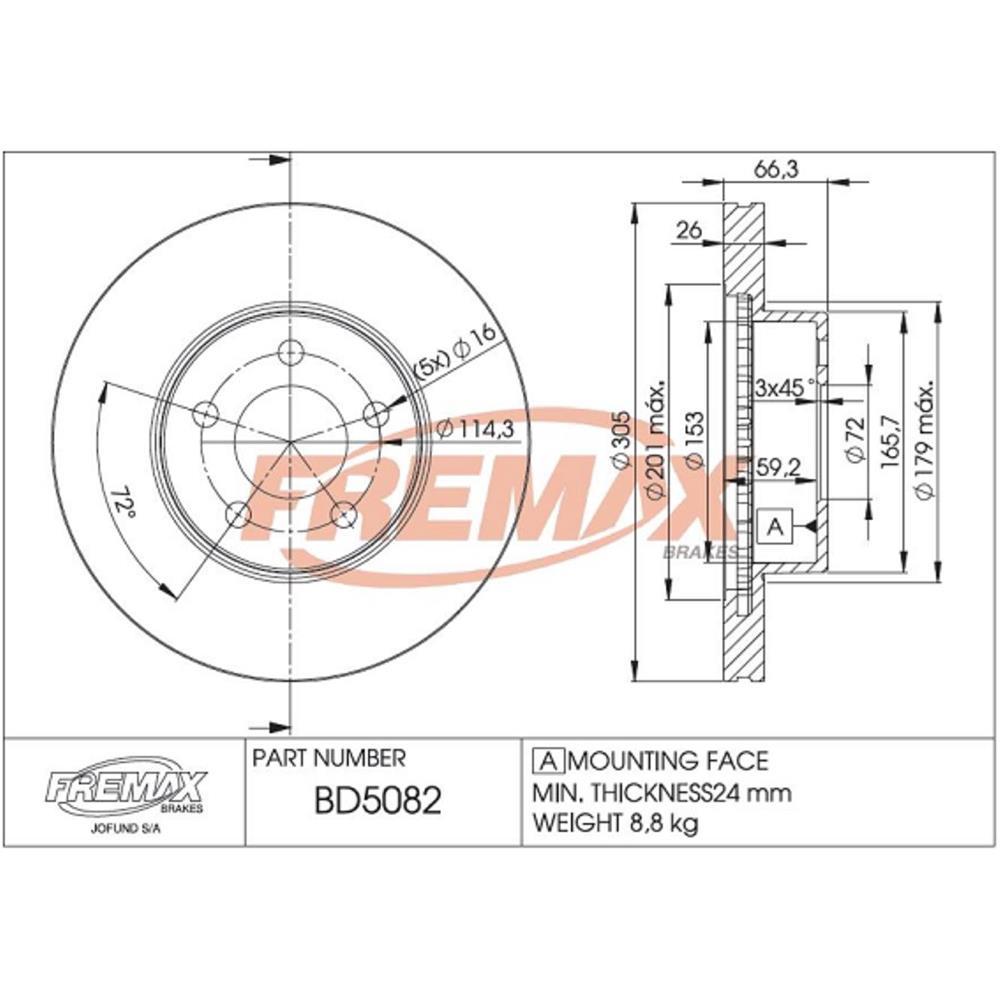 Disco De Freio Diant Ranger Explorer 2001/ Fremax Bd5082