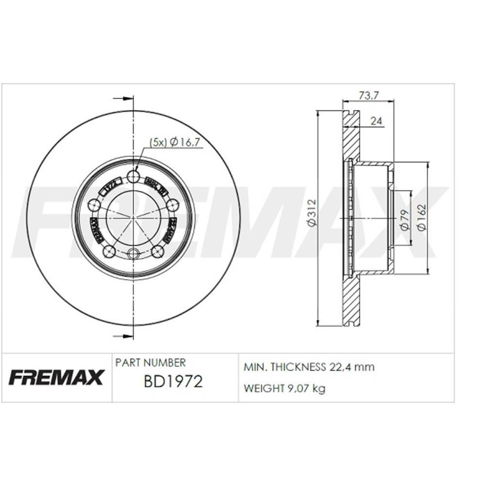 Disco De Freio Dianteiro X1 116 118 125 320 428L 2009/ Fremax Bd1972 Par