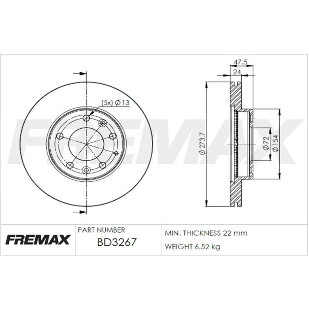 Disco Freio Dianteiro Kia Carnival 2.5 Mazda 626 2.0 929 3.0 Fremax Bd3267