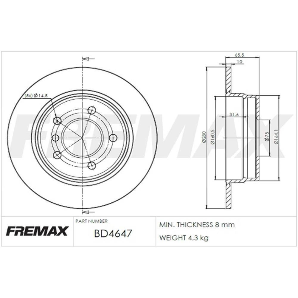 Disco Freio Traseiro Bmw 118 2010 Fremax Bd4647