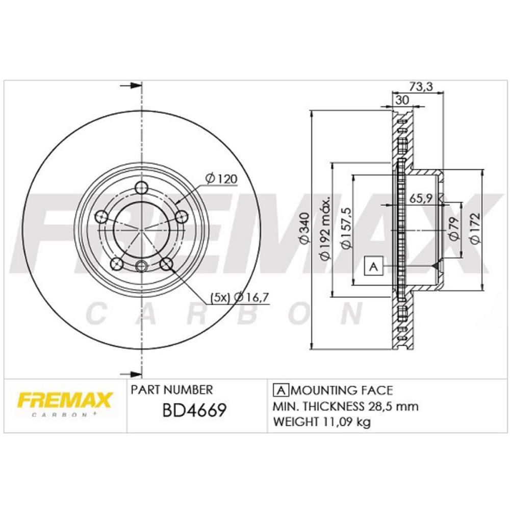 Disco Freio Dianteiro Bmw 116 125 316 320 435 Fremax Bd4669