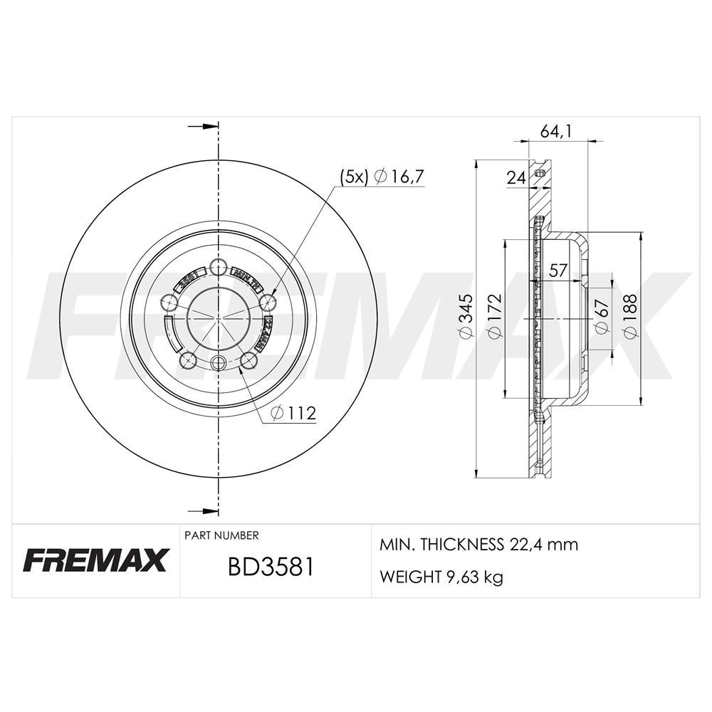 Disco Freio Traseiro Bmw Serie 3 5 7 8 X3 X4 Z4 Fremax Bd3581